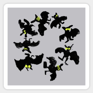 the circle of funky Bats! - happy disco Halloween!!! Sticker